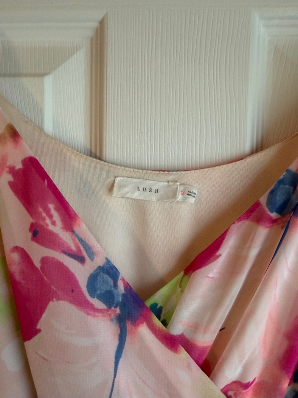 Lush Pink Floral Watercolor V-Neck High Low Maxi Dress - Picture 2 of 5